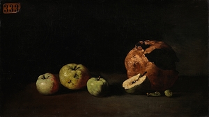 Still Life with Apples and a Pomegranate [circa 1865] by Théodule Ribot [1823–1891]